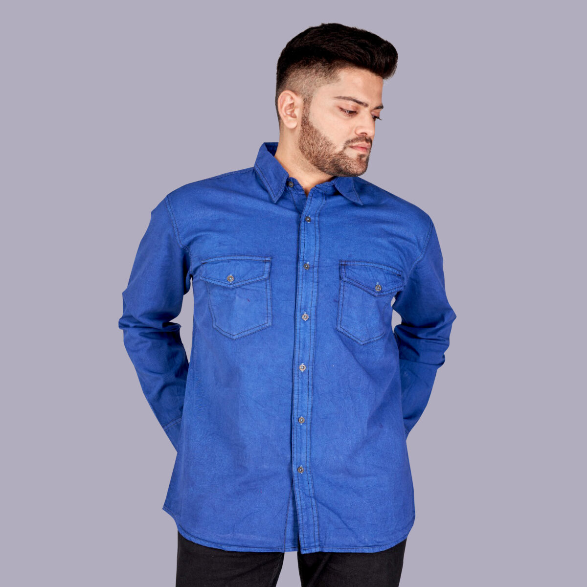 Which denim shirt color is suitable for fair skinny men?