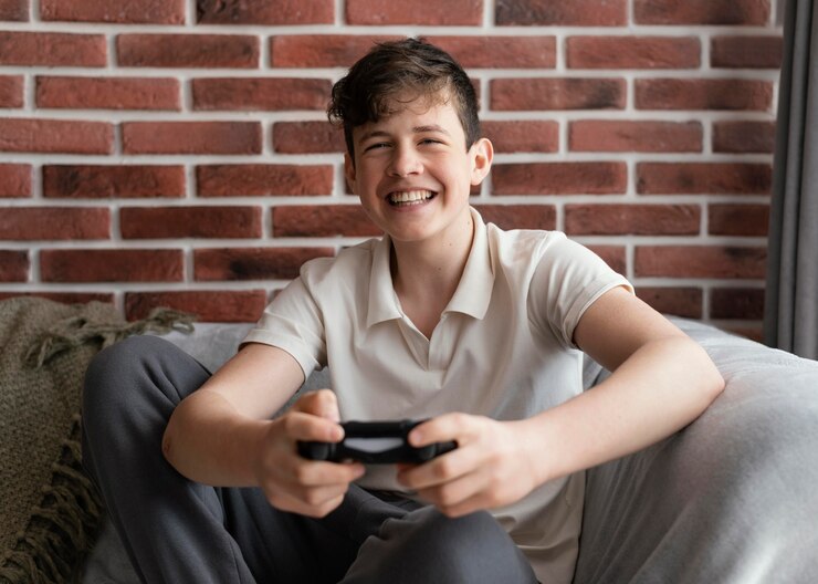 a boy playing video game