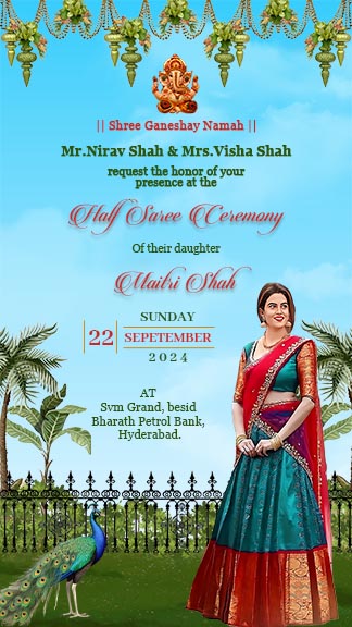 The Art of Crafting the Perfect Half Saree Ceremony Invitation Card