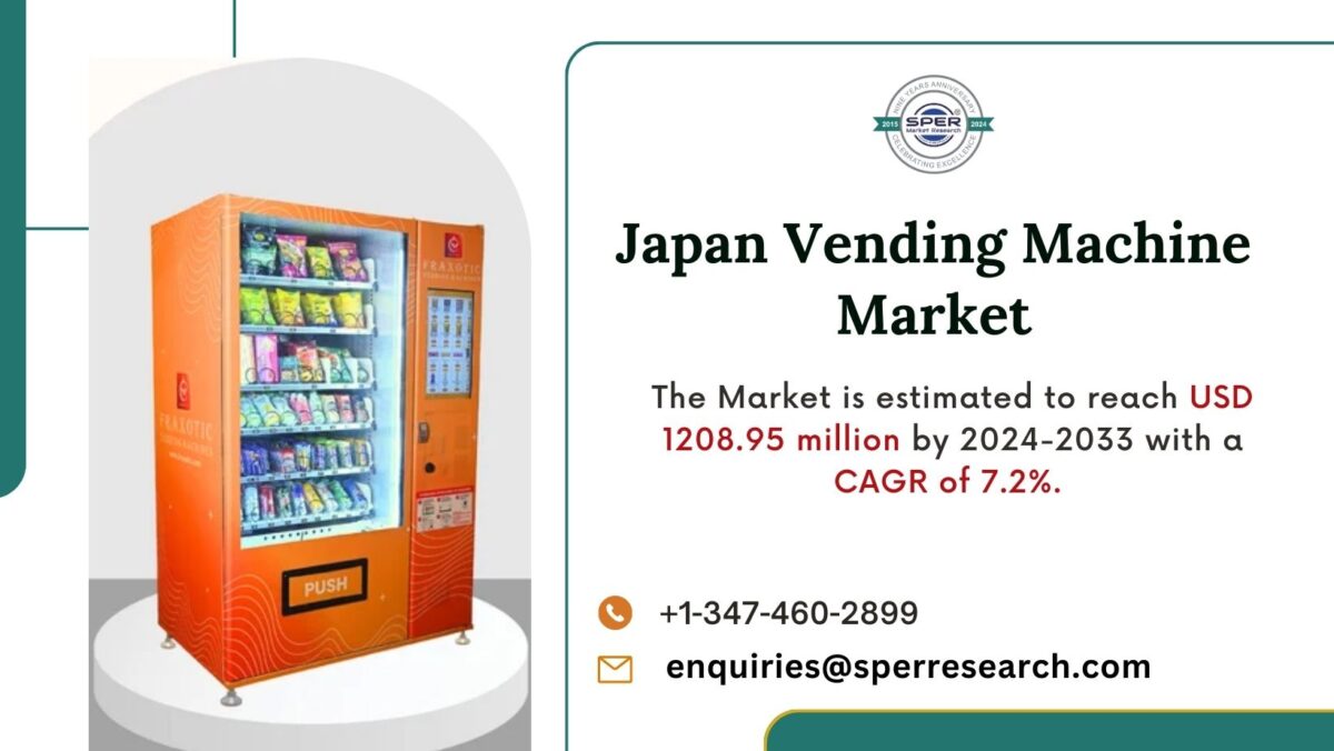 Japan Vending Machine Market Projects USD 1208.95 Million by 2033 with a CAGR of 7.2%: SPER Market Research