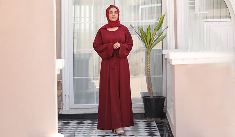 maroon abaya dress