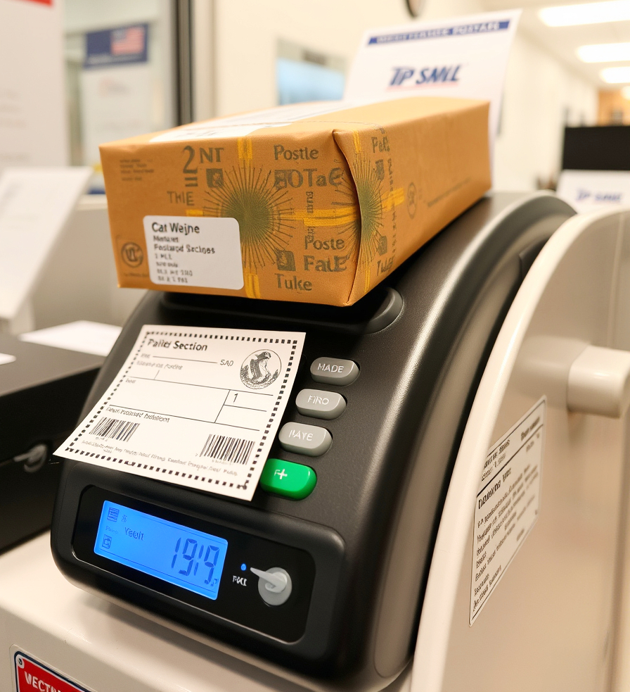 parcel on a postage meter