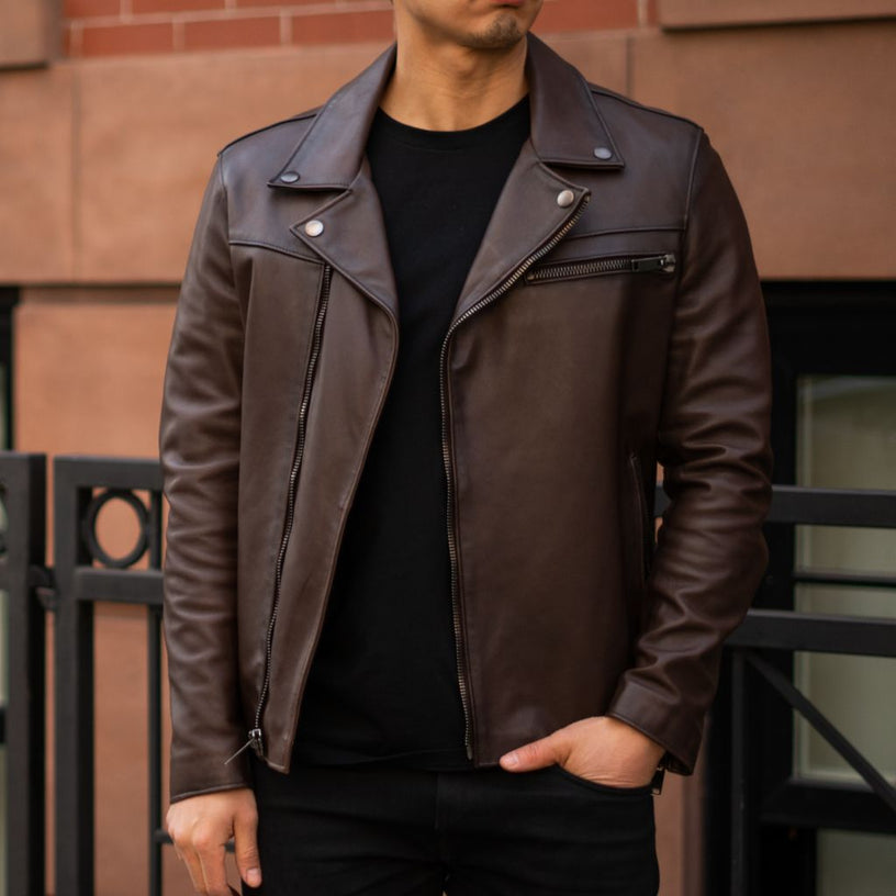 Style Tips: Brown Leather Jacket with Black Pants