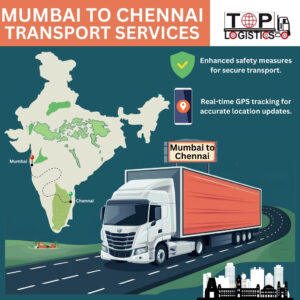 map of India showing Mumbai and Chennai location with a truck which represent Mumbai to Chennai Transport