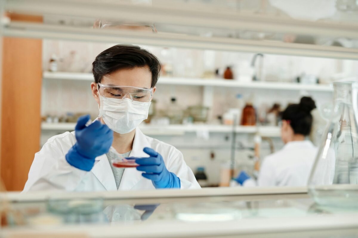 M.sc in chemistry student working in lab