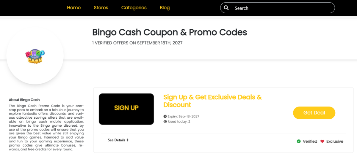 Bingo Cash Promo Codes at Saving Cents Hub