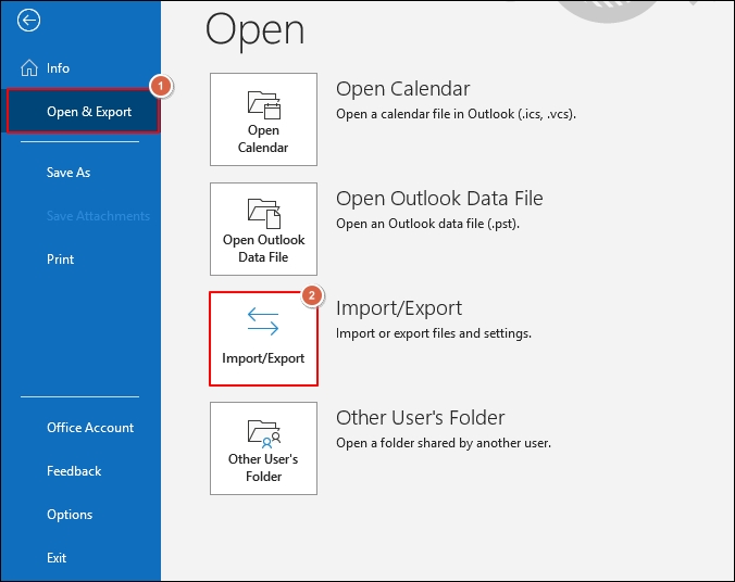 Select Import/Export option