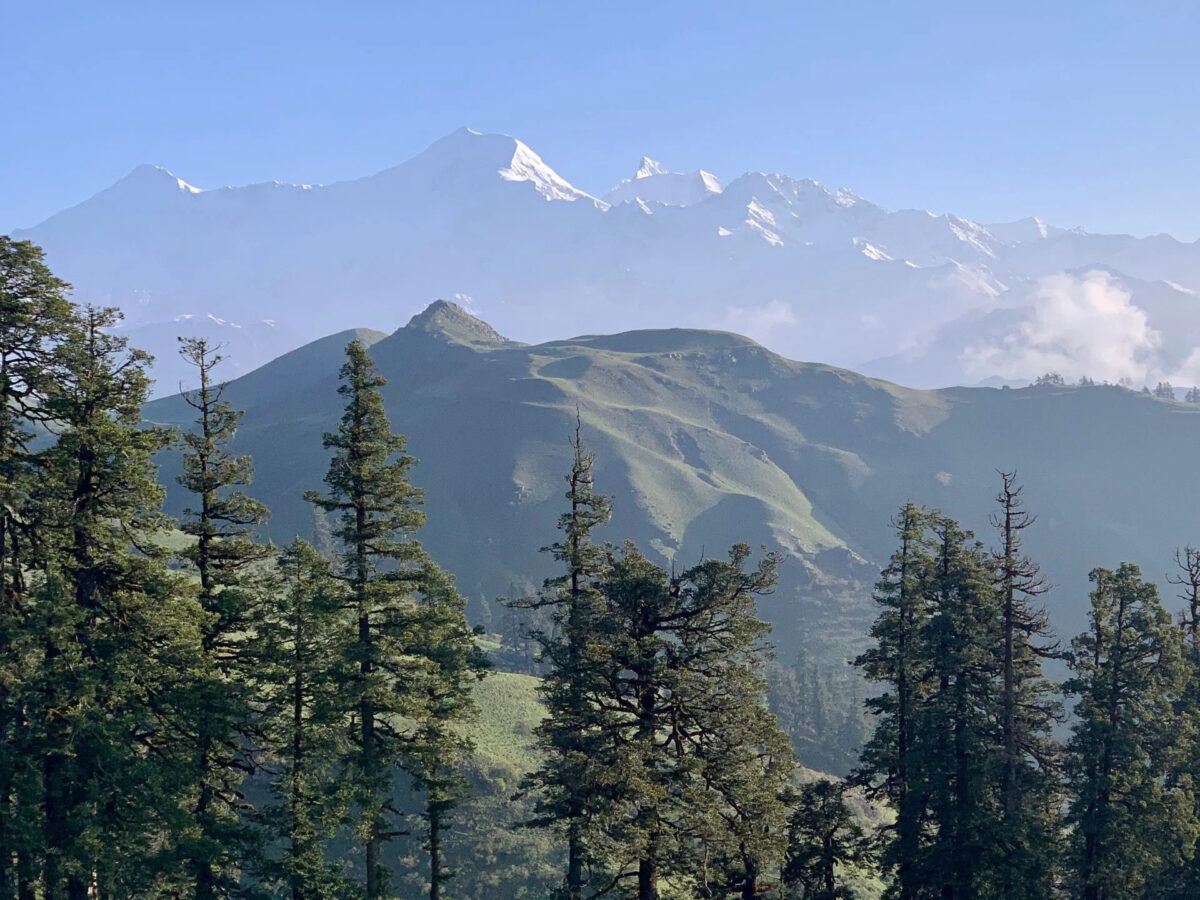 Snow-covered landscape of Dayara Bugyal in winter