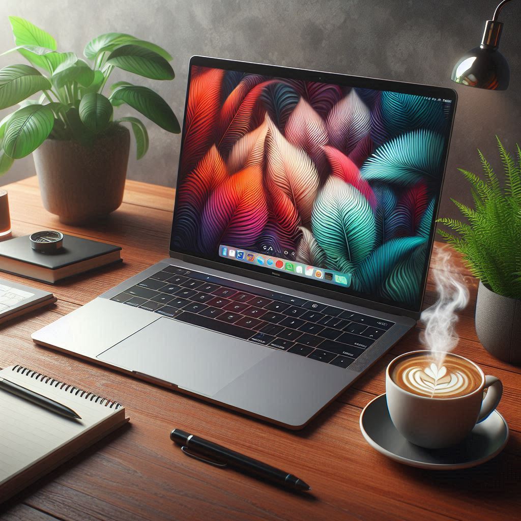 A laptop on a table